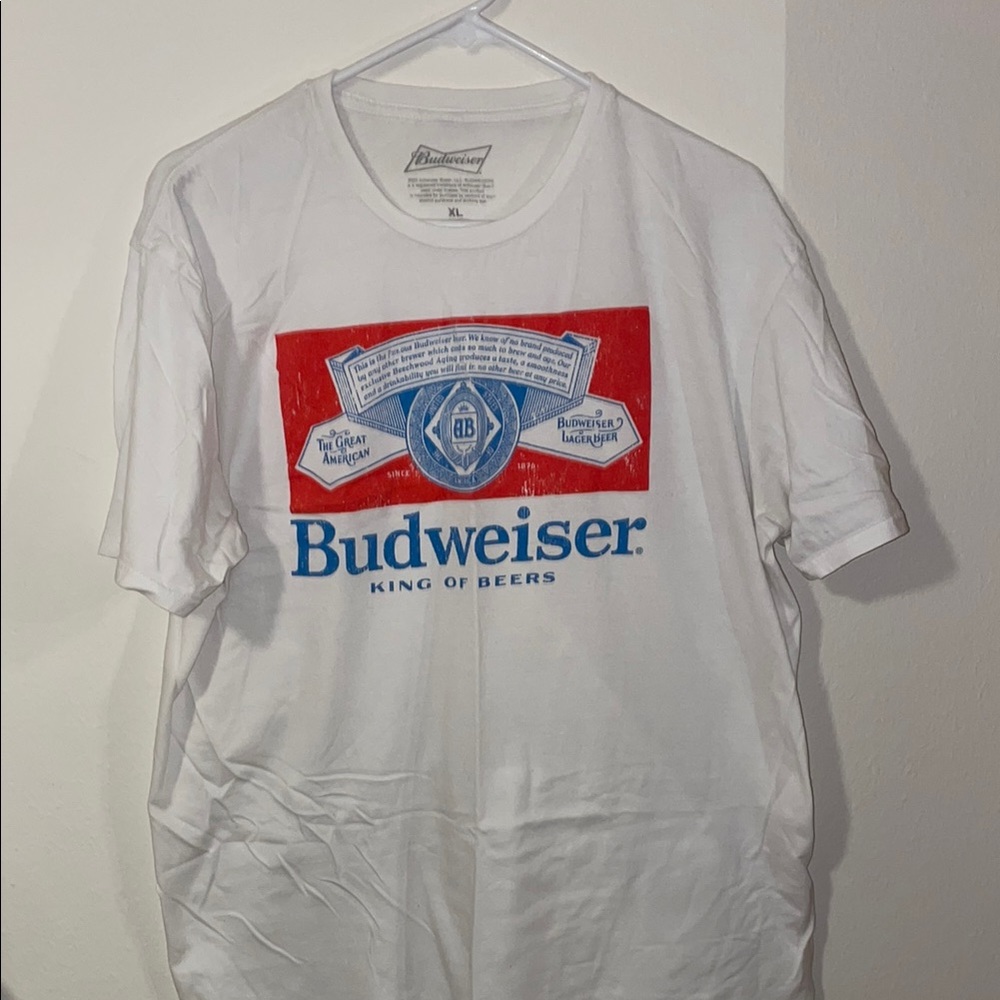 Budweiser White and Red Short Sleeve Tee